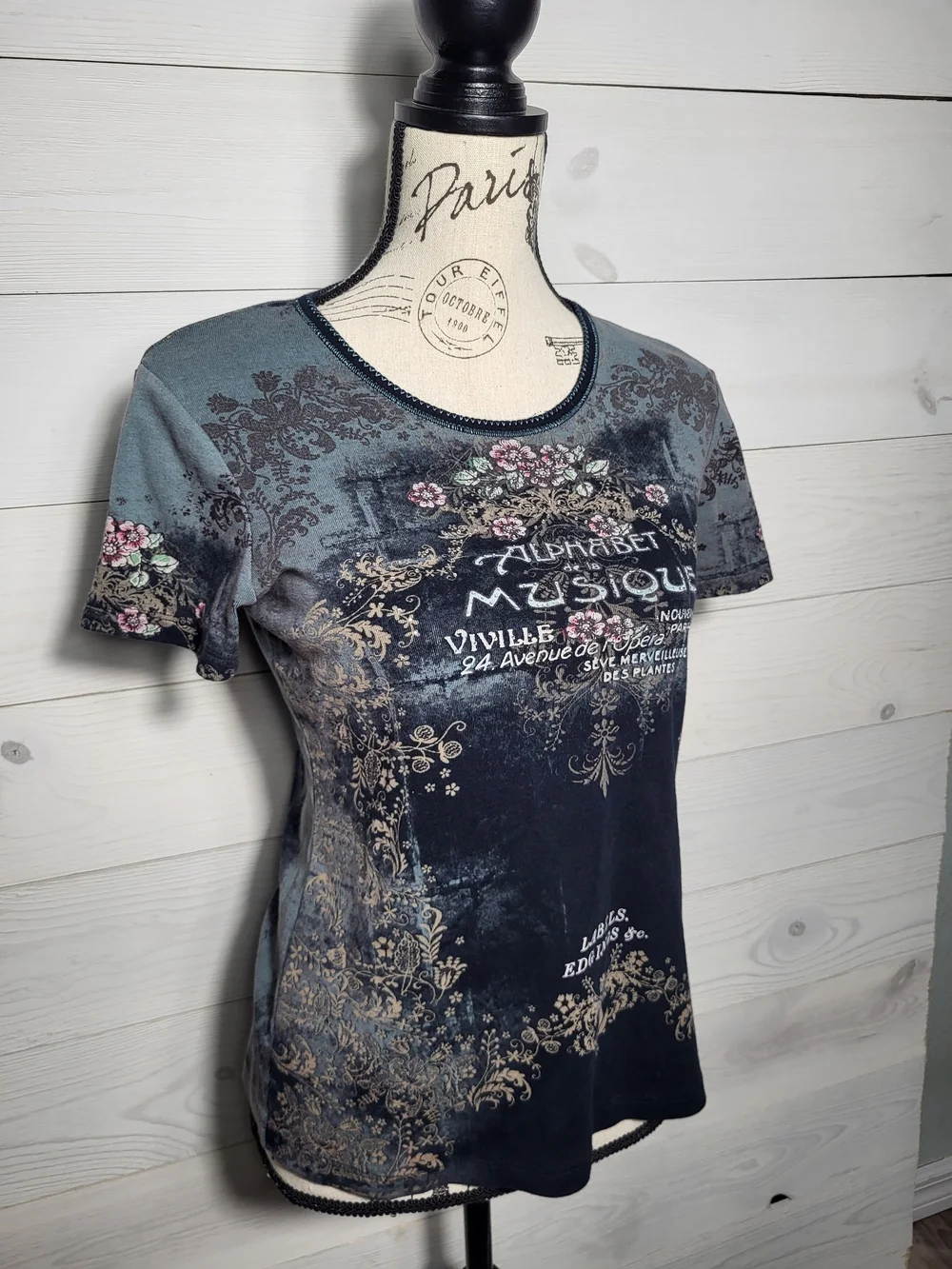 Skinny Minnie Y2K T-Shirt Cotton Floral French Graphic Ombre Vintage Shirt